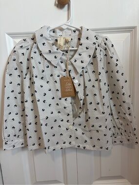 Little Cotton Clothes White Button-Front Dot & Floral Shirt for Kids